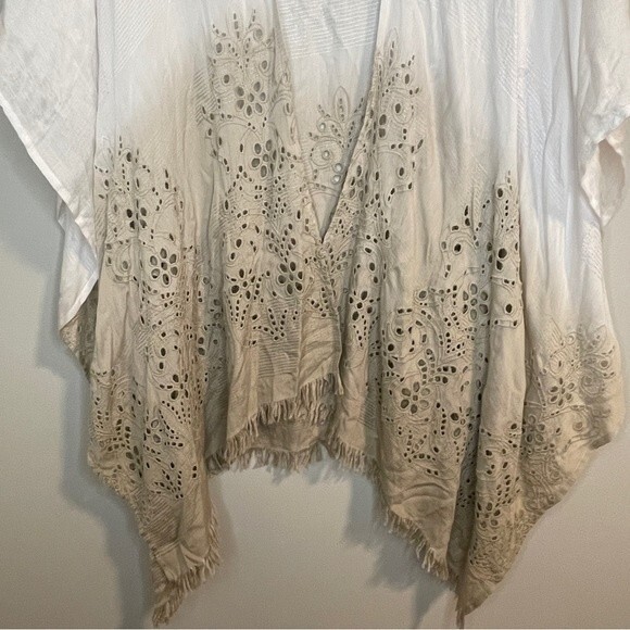 J.Jill Womens Ombré Brown White Lace Kimono One Size - Picture 3 of 5